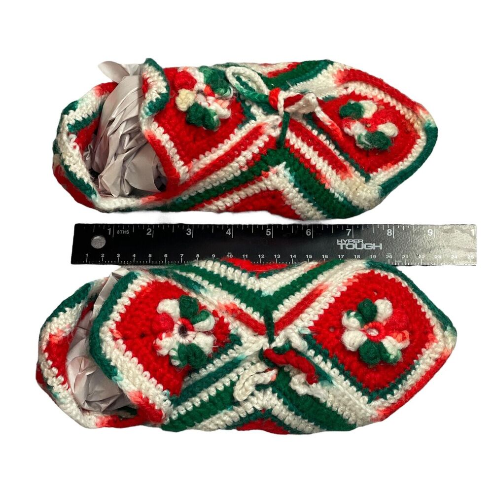 Multicolor Crochet Granny Christmas Holiday Handmade Boot Stockings 9" - Picture 6 of 6